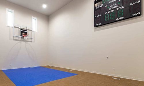 Fully custom sports court in a custom home located in North Dakota